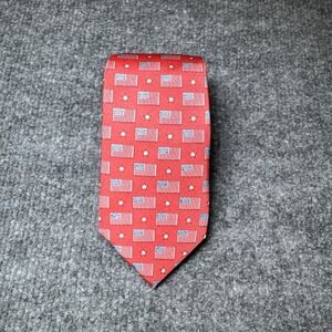Collared Greens Youth Tie 100% Silk Red USA Flag All Over Print Hand Made in USA